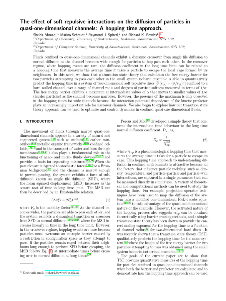 The Efect of Soft Repulsive Interactions On The Difusion of Particles ...