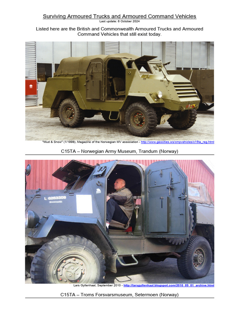 Surviving C15TA and Armoured Command Vehicles | PDF | Vehicles ...