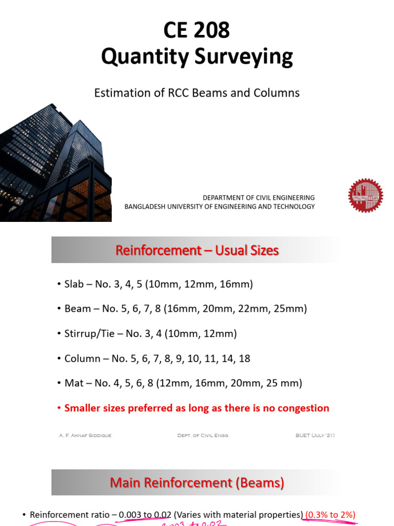L7 - CE 208 - RCC Beams and Columns PDF | PDF