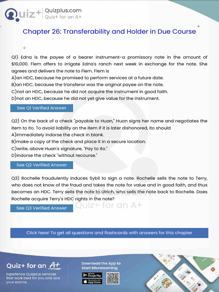 Edna Is The Payee of A Bearer Instrumenta Promissory Note in The Amount ...