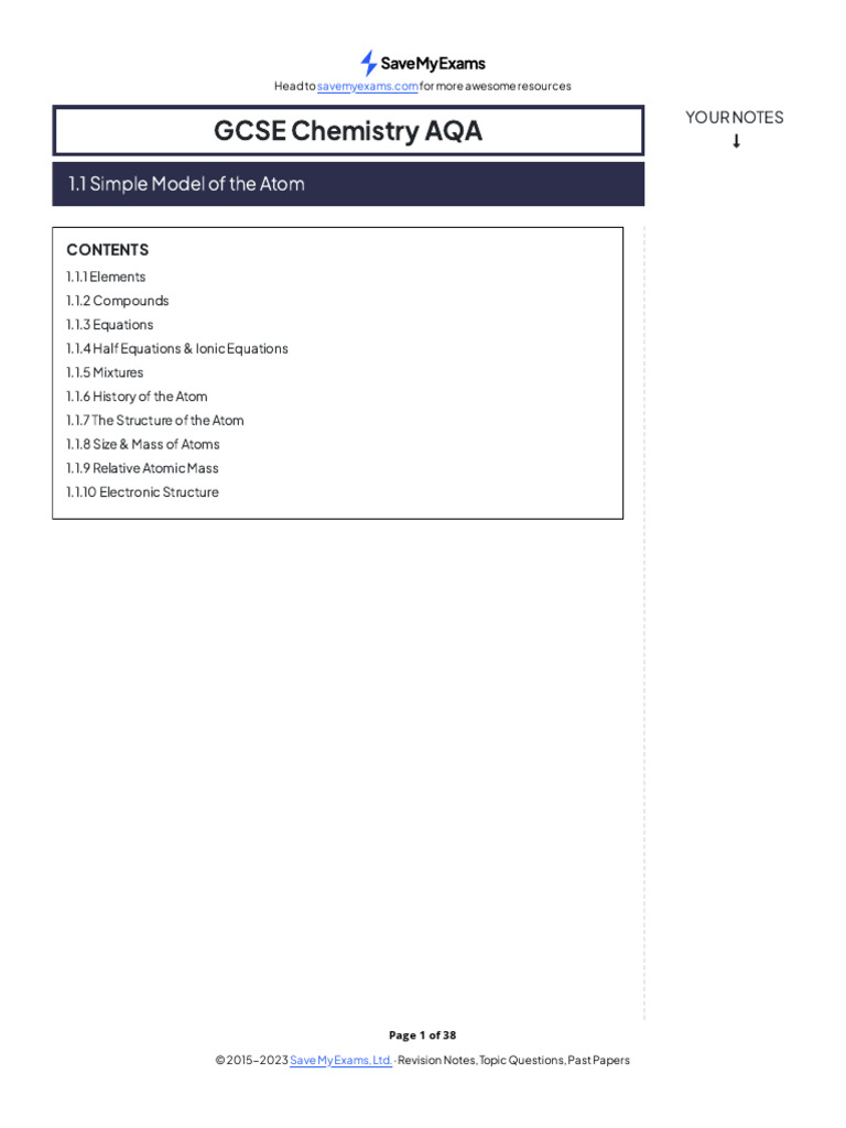 1.1 Simple Model of The Atom | PDF | Atomic Nucleus | Atoms