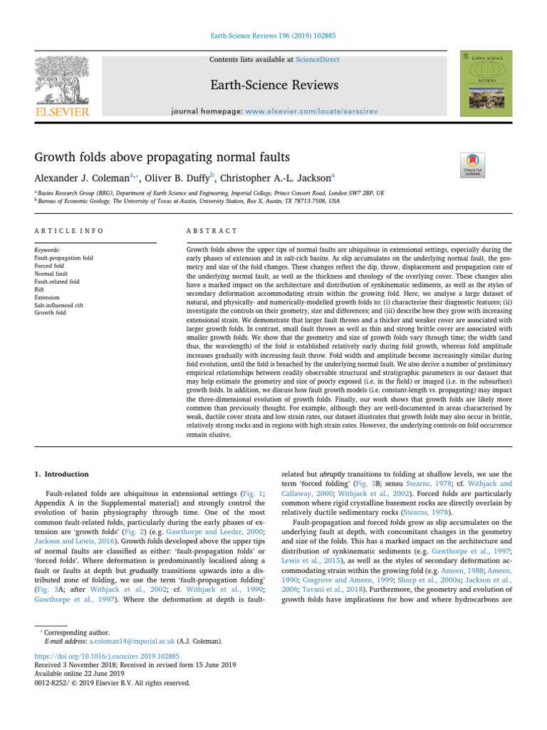 7-Growth Folds Above Propagating Normal Faults | PDF