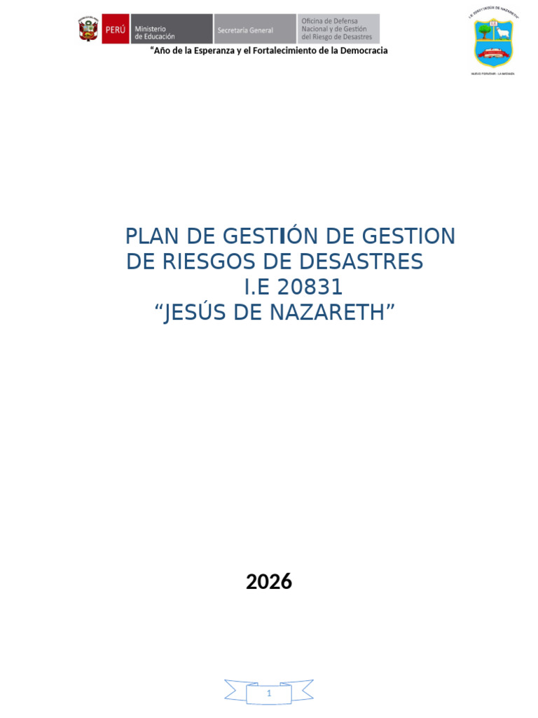 Plan de Gestión de Riesgos de Desastres | PDF | Radiación | Riesgo