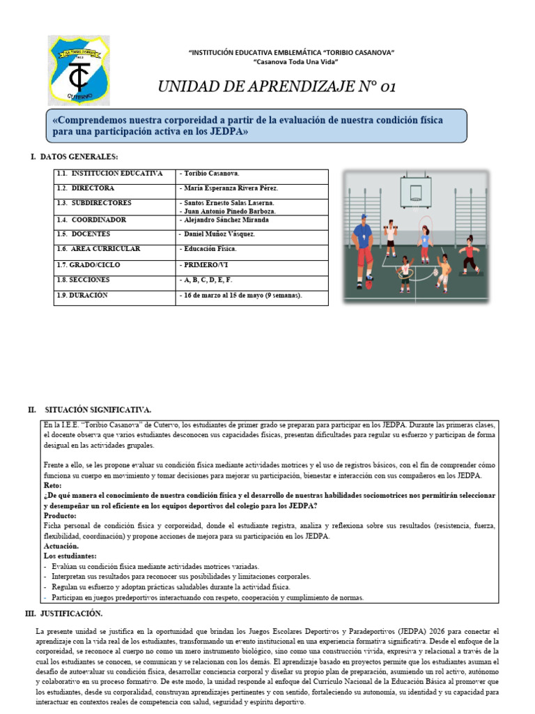 Primera Unidad de Aprendizaje Vi Ciclo 2026 | PDF | Evaluación ...