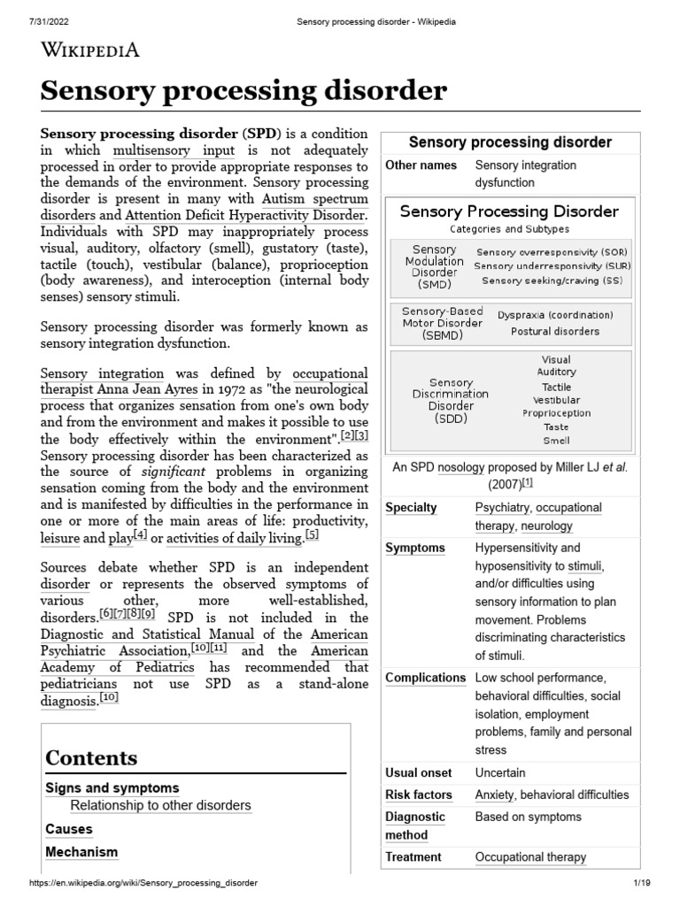 Sensory Processing Disorder | PDF | Sensory Processing Disorder ...