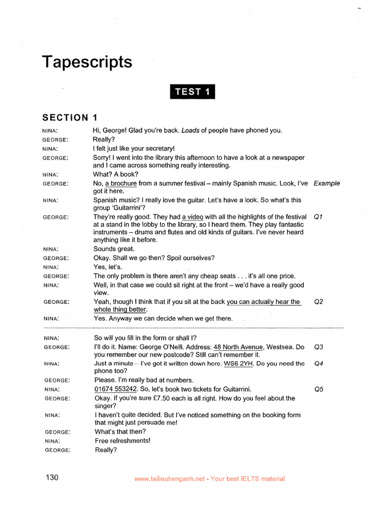 Test 1-Listening Script | PDF