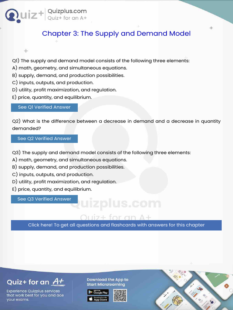 The Supply and Demand Model Consists of The Following Three Elements ...