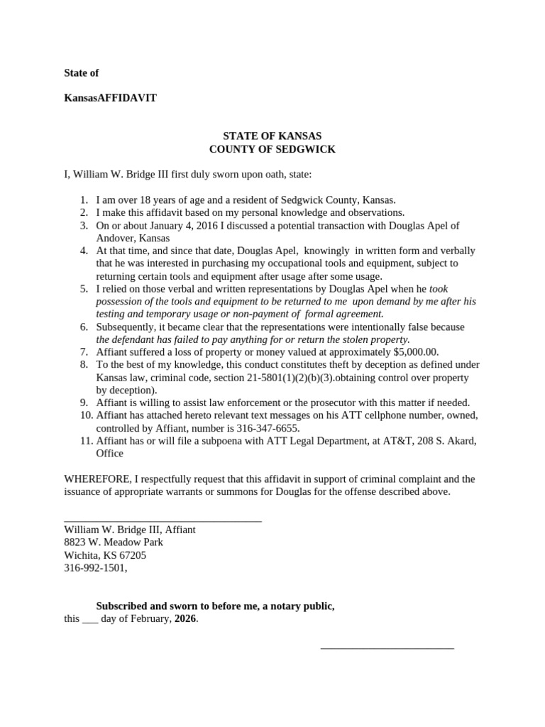 Affidavit For Protection Order | PDF
