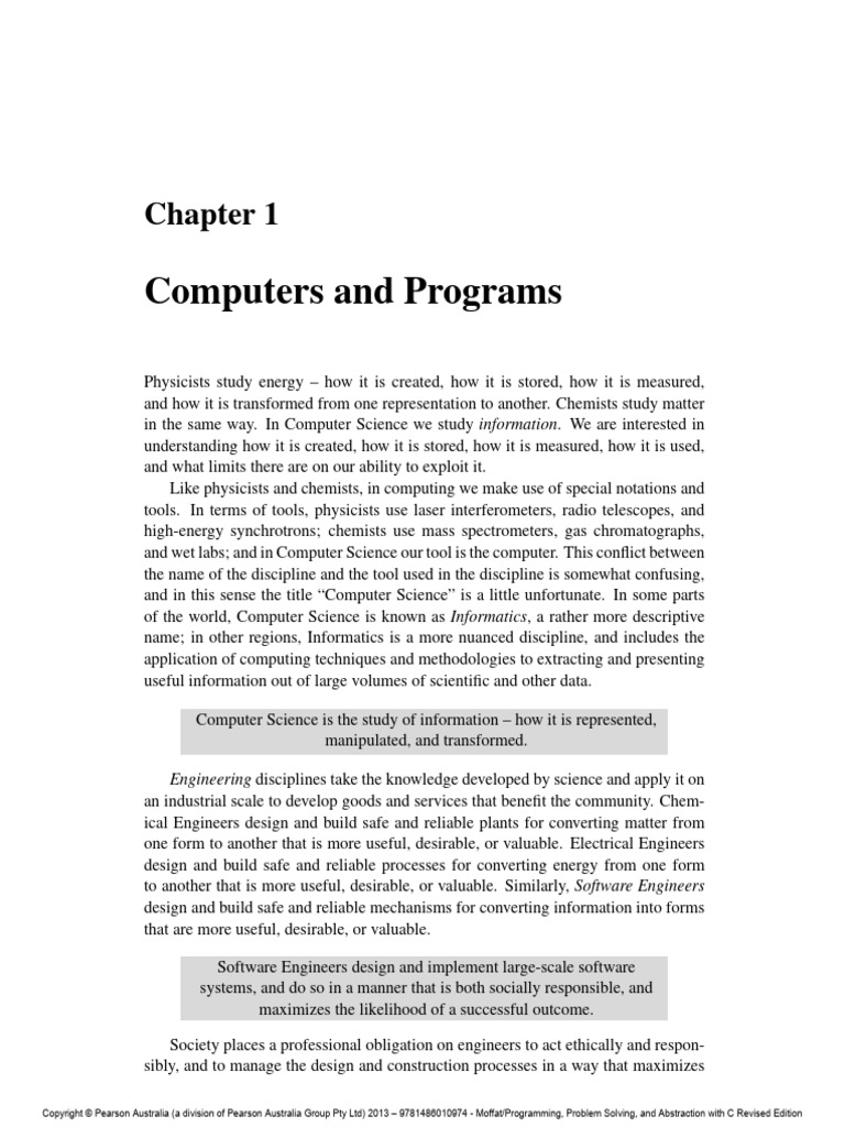 Programming Problem Solving and Abstraction With C... - (Chapter 1 ...