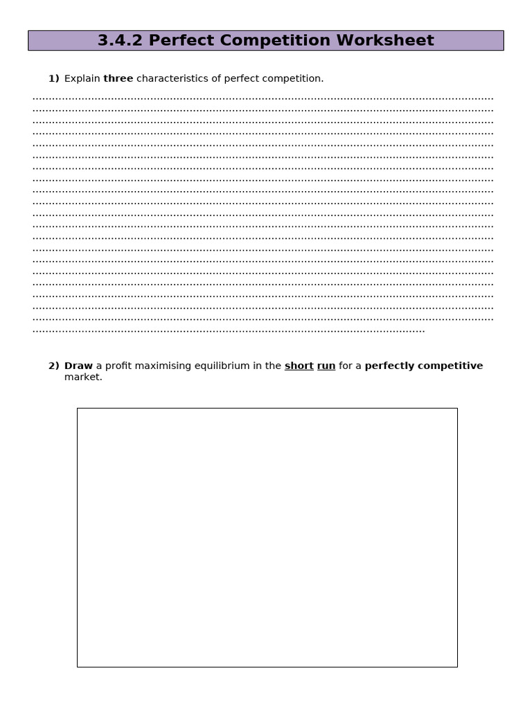 7.6.2 Perfect Competition Worksheet | PDF