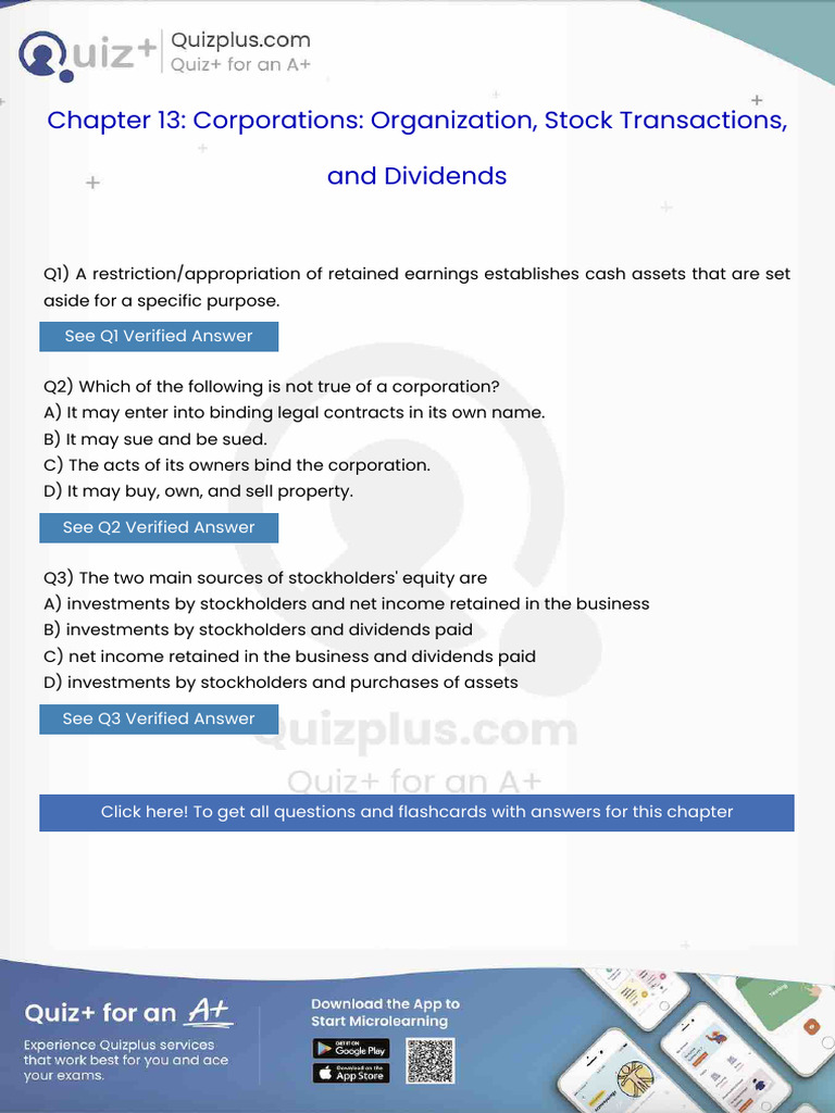 A Restrictionappropriation of Retained Earnings Establishes Cash Assets ...