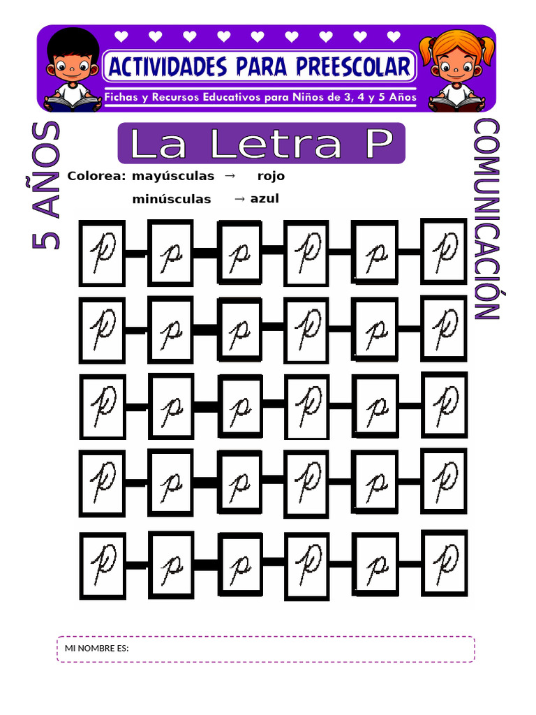 La Letra P para Niños de 5 Años | PDF
