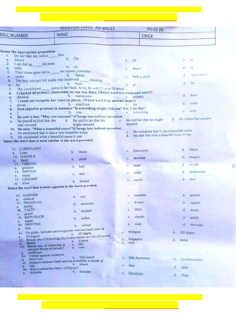 ASF Test Past Paper Asi | PDF