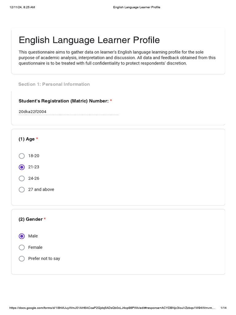 Student B - Learner's Profile | PDF | English Language | Vocabulary