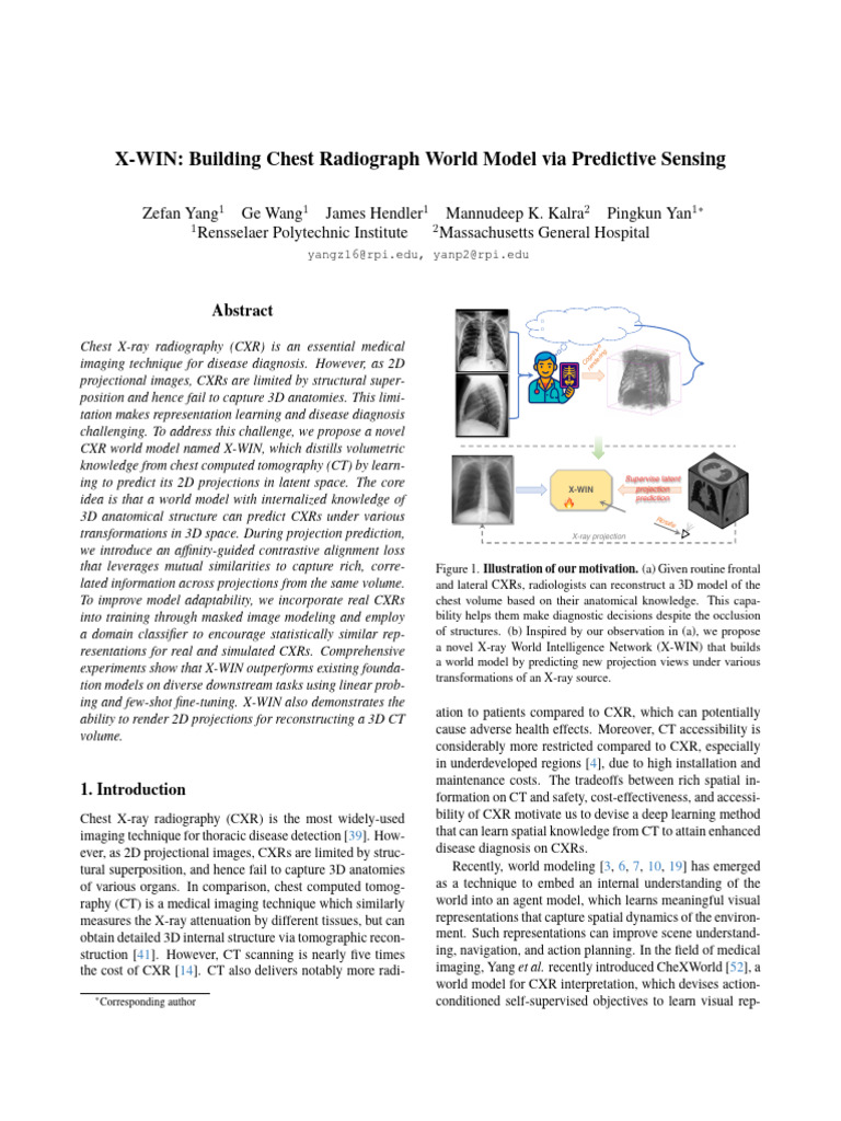X-WIN: Building Chest Radiograph World Model Via Predictive Sensing ...