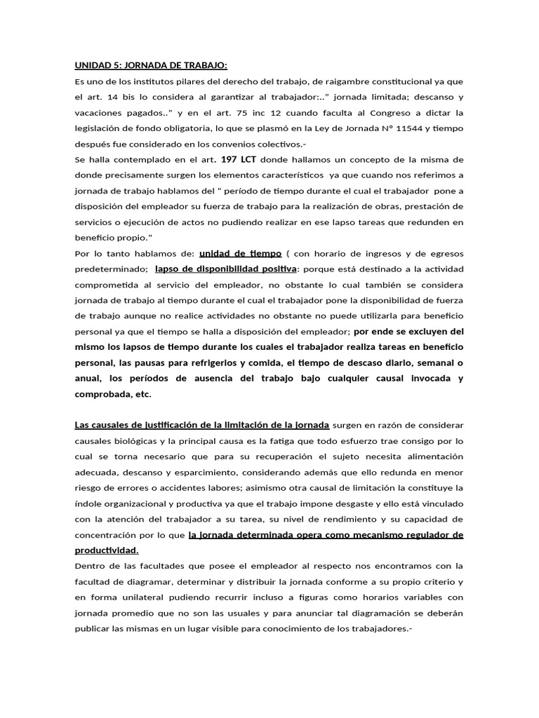 UNIDAD 5 Jornada de Trabajo | PDF | Tiempo de trabajo | Salario