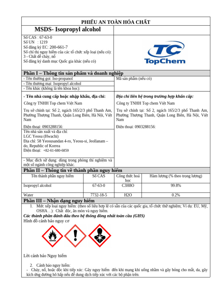 MSDS IPA | PDF
