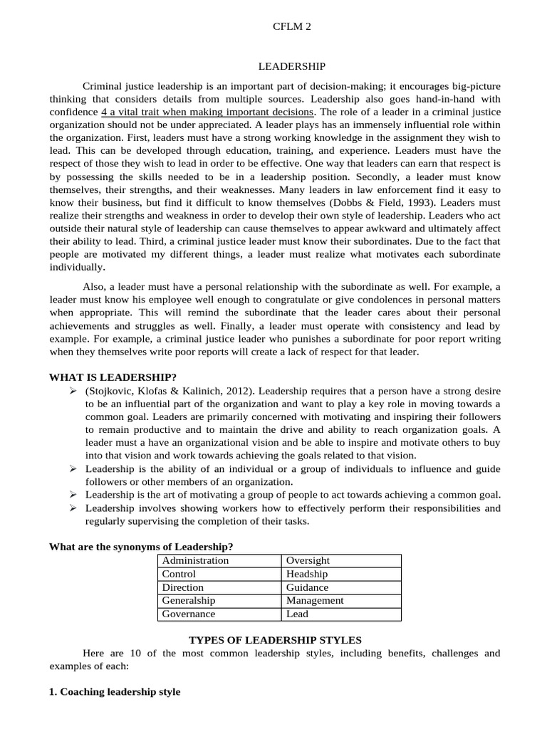 CFLM 2. Handouts | PDF | Leadership | Goal