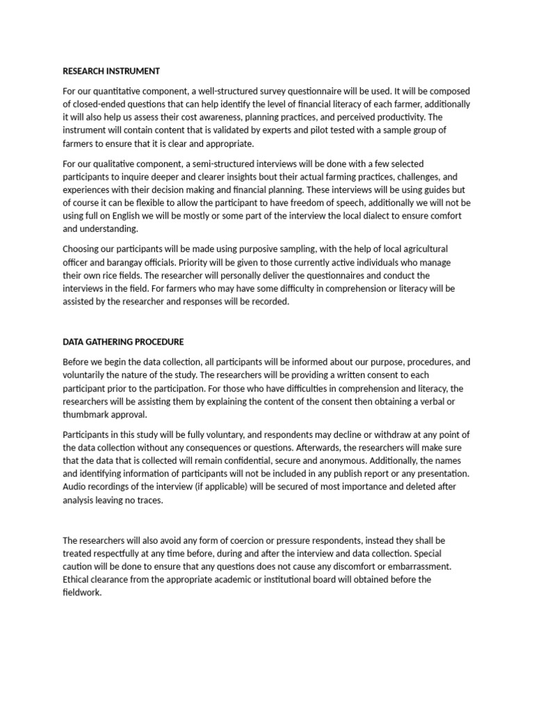 Research Instrument and Data Gathering | PDF