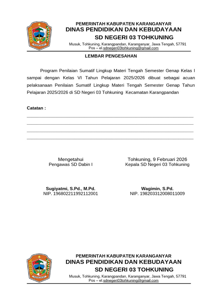 Program PSLM Semester Genap 2025 - 2026 | PDF