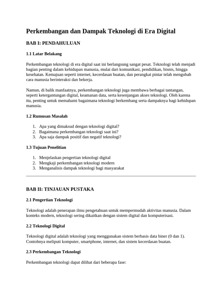 Perkembangan Dan Dampak Teknologi Di Era Digital | PDF
