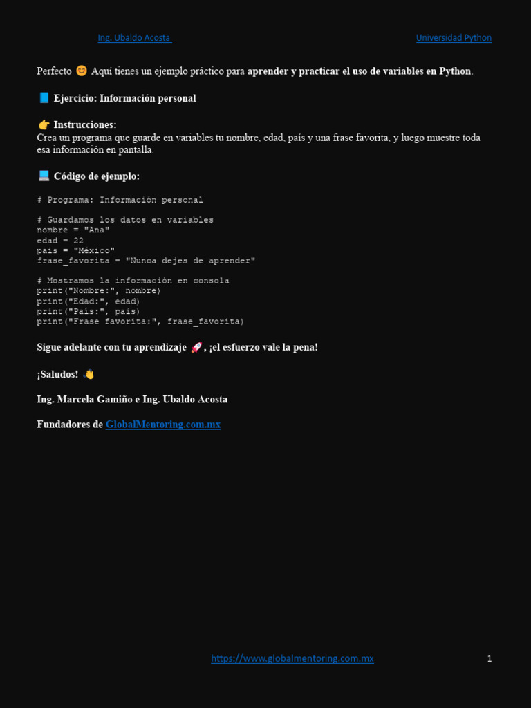 02 02 01 EjemploVariablesPython | PDF