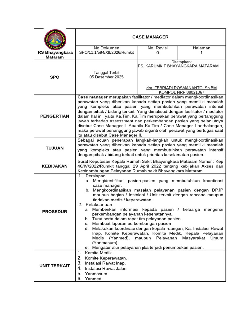 Sop Case Manager | PDF