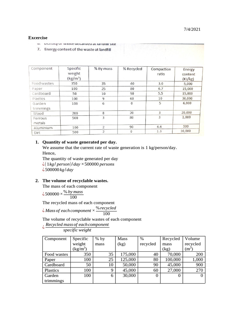 Calculation Exercise | PDF