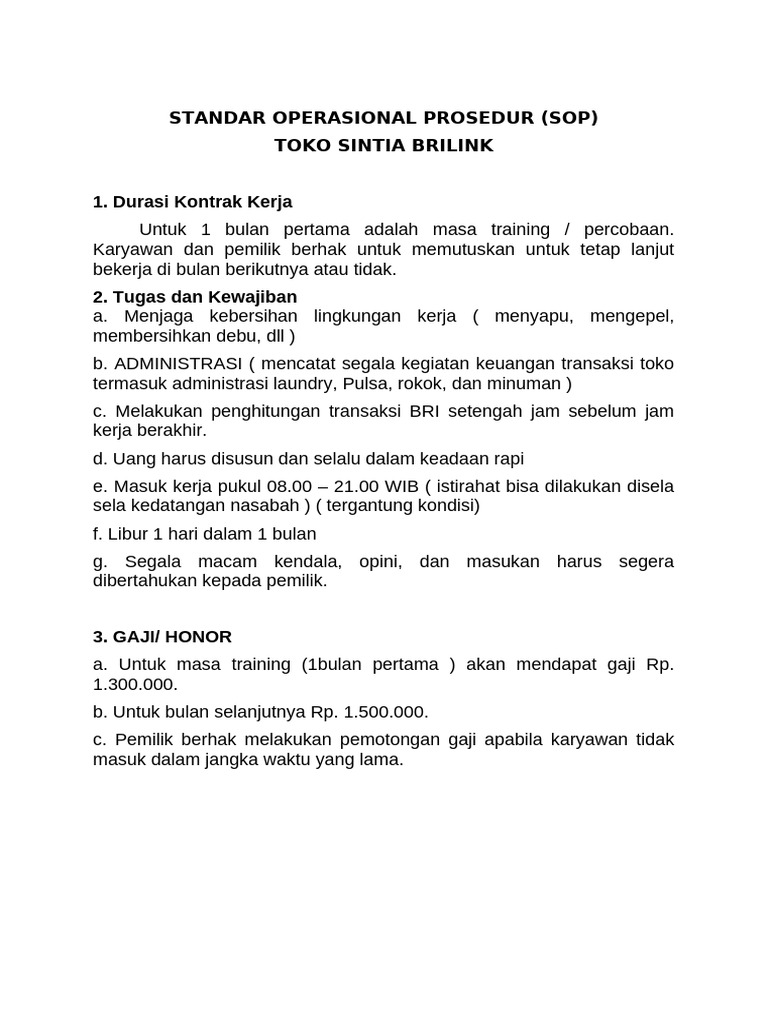Standar Operasional Prosedur | PDF