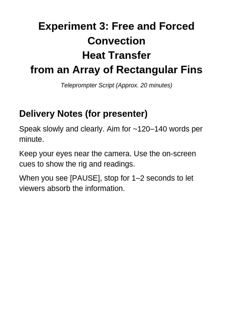 Teleprompter Experiment 3 Fin Array Script v2 | PDF | Heat Transfer ...
