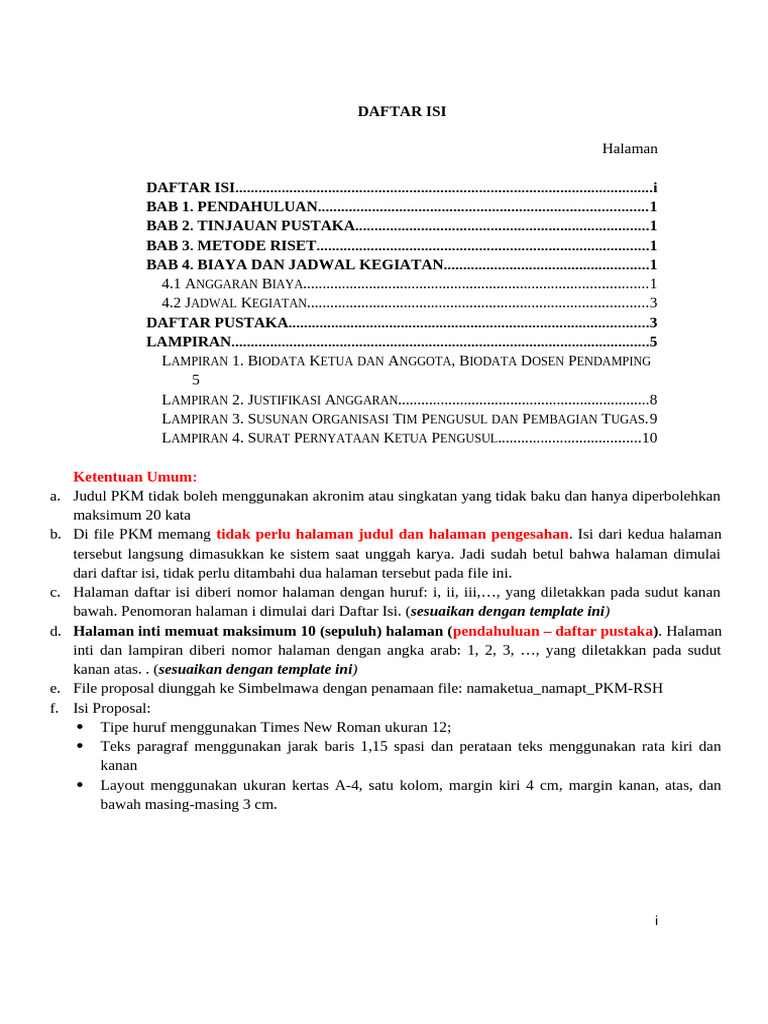 Template PKM-RSH 2024 UHW Perbanas | PDF