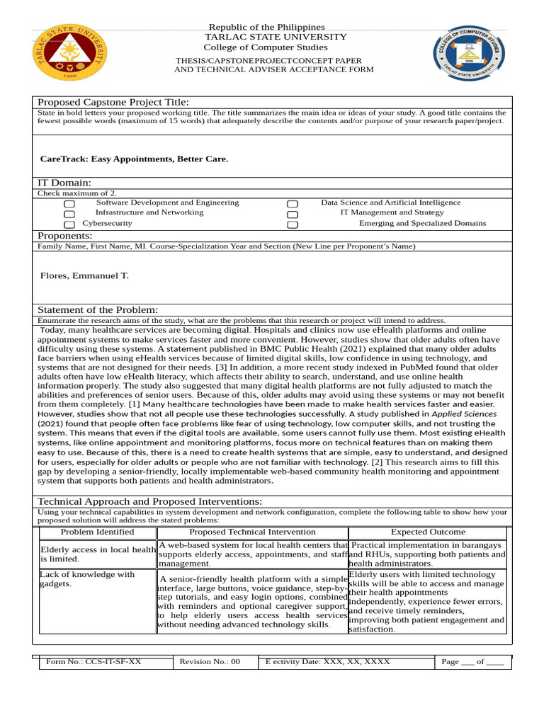 Capstone Project and TA Acceptance Form 1001 | PDF