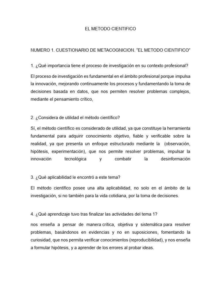 El Metodo Cientifico | PDF