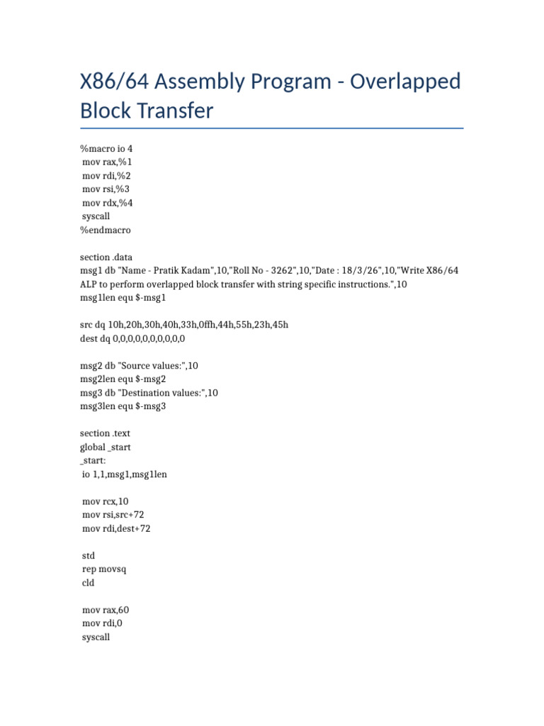 ALP Overlapped Block Transfer | PDF
