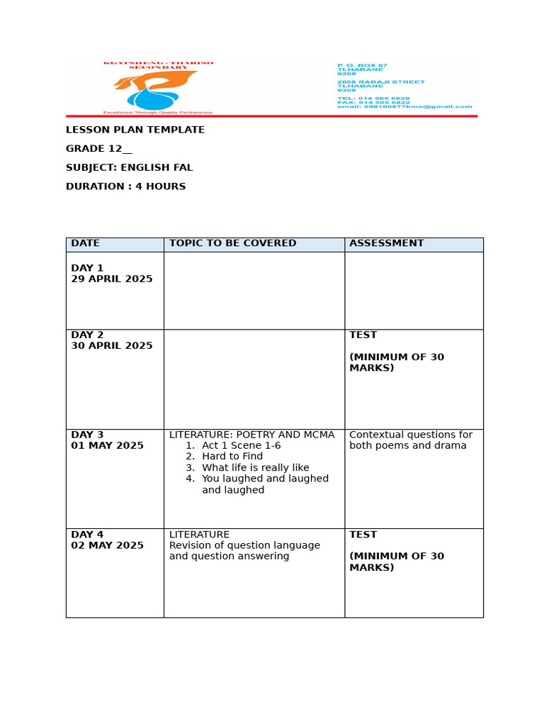 Lesson Plan Template | PDF
