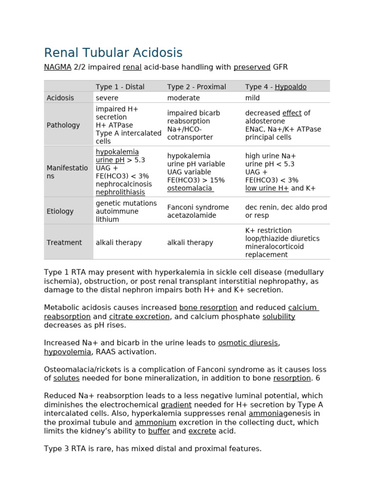Renal Tubular Acidosis | PDF | Endocrine System | Abdomen