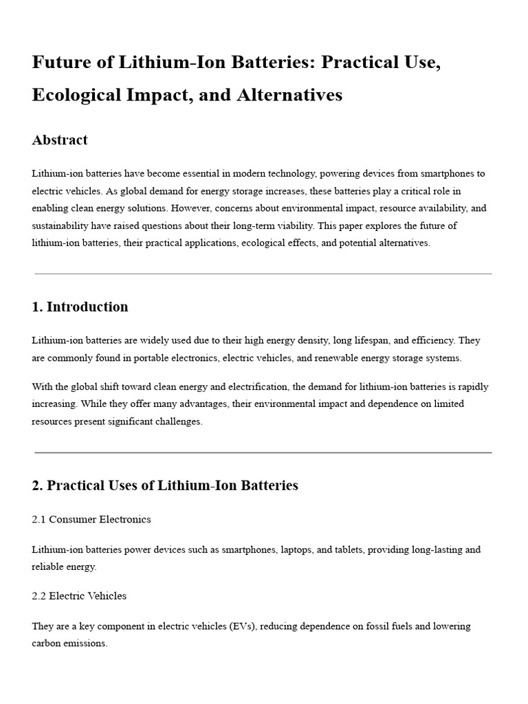 Future of Lithium-Ion Batteries | PDF
