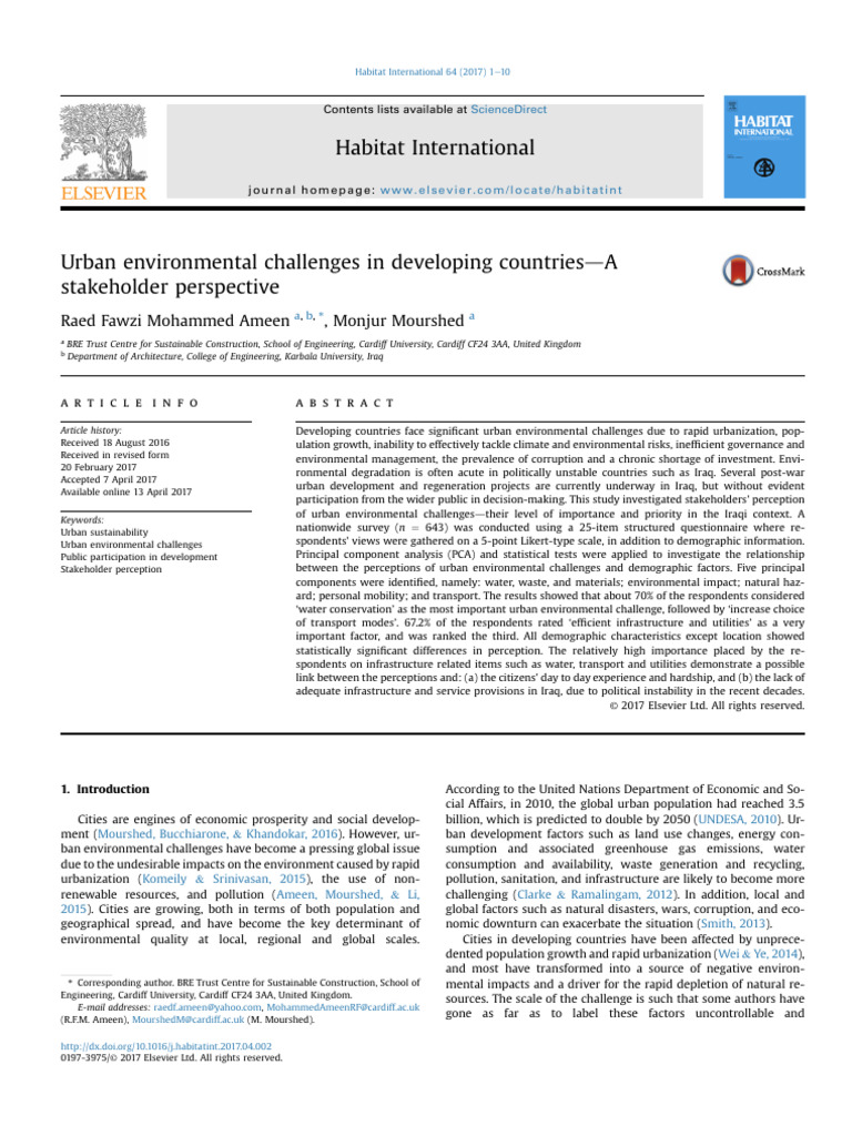 Urban Environmentaal Challenges in Developing Countries - A Stakeholder ...
