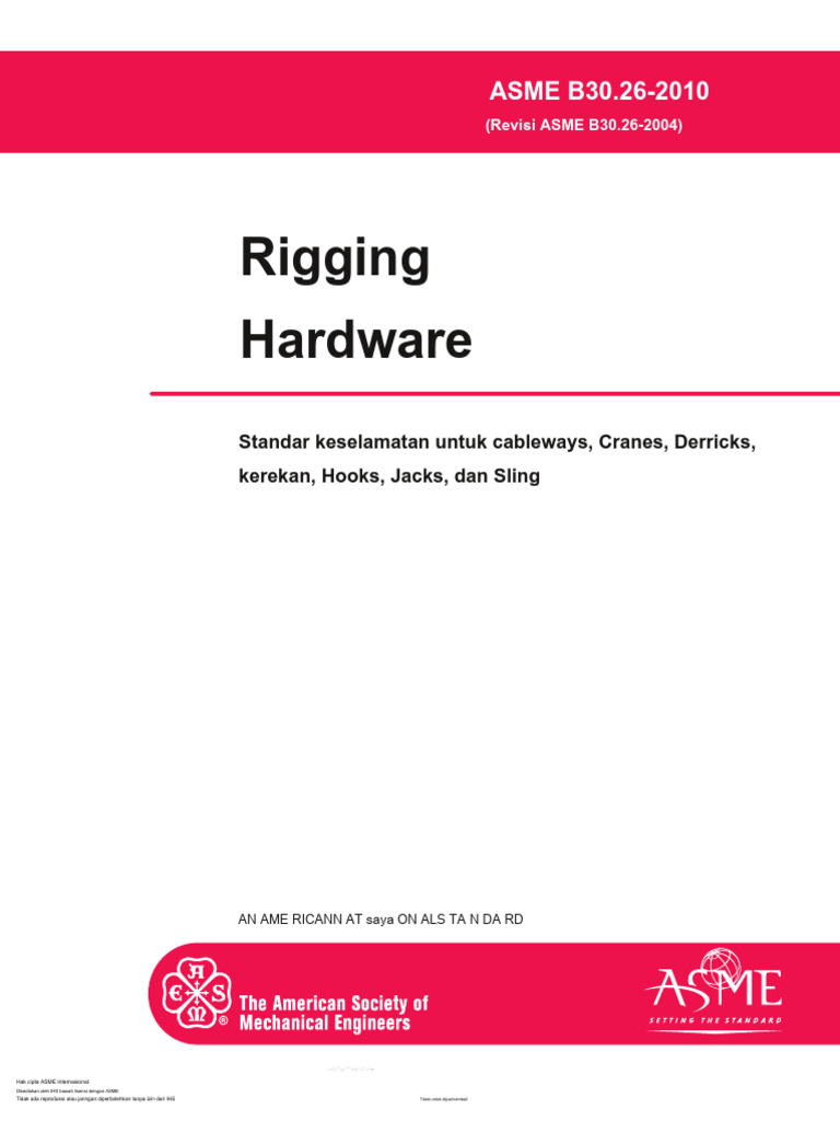 ASME B30.26 - 2010 - Rigging Hardware - Tmp.en - Id | PDF