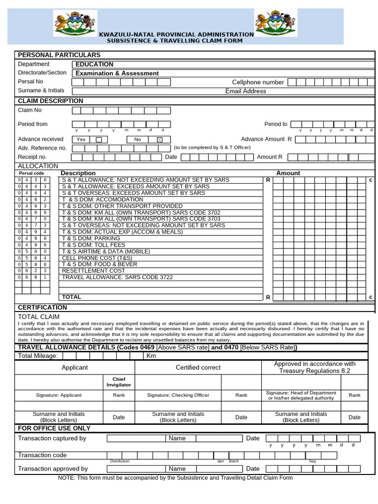 Ammended Transport Claim Form | PDF