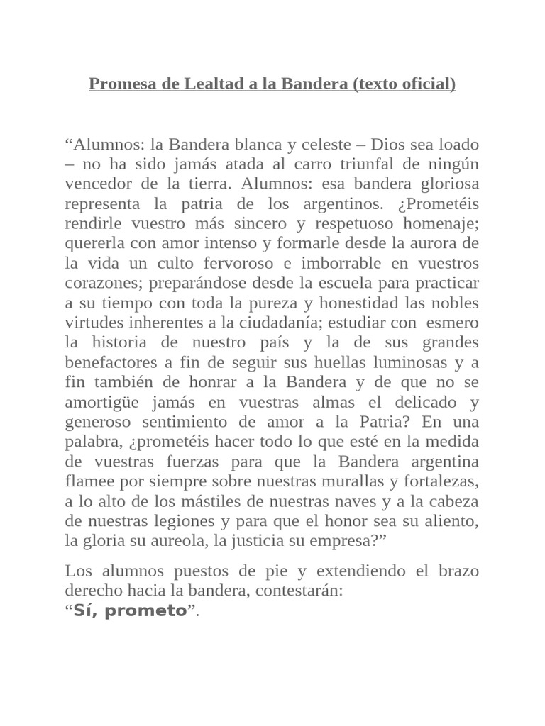 Promesa de Lealtad A La Bandera | PDF