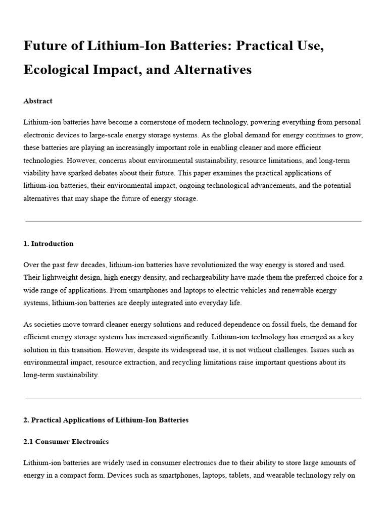 Future of Lithium-Ion Batteries | PDF
