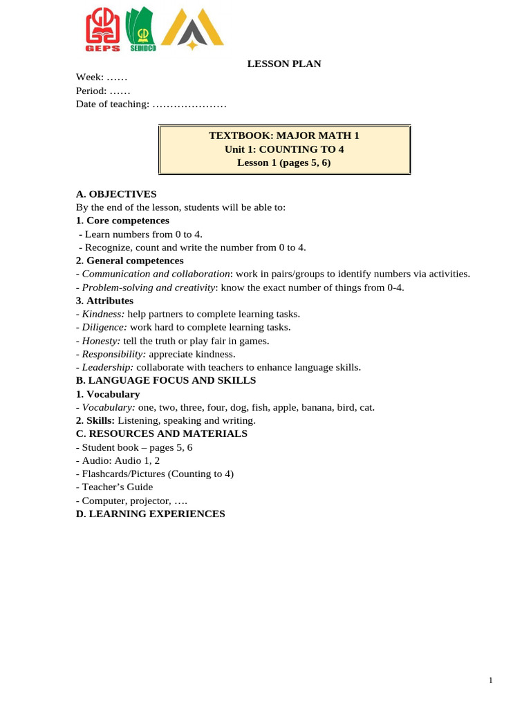 Major Math 1 - Unit 1 - Lesson 1 | PDF | Question | Human Communication