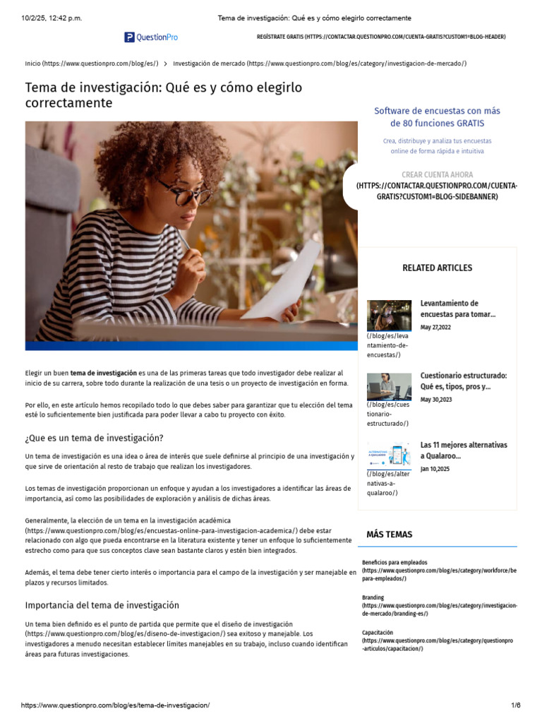 Tema de Investigación - Qué Es y Cómo Elegirlo Correctamente | PDF ...