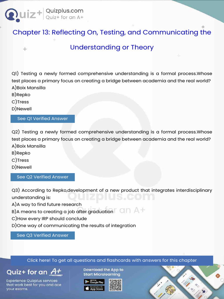Testing A Newly Formed Comprehensive Understanding Is A Formal ...