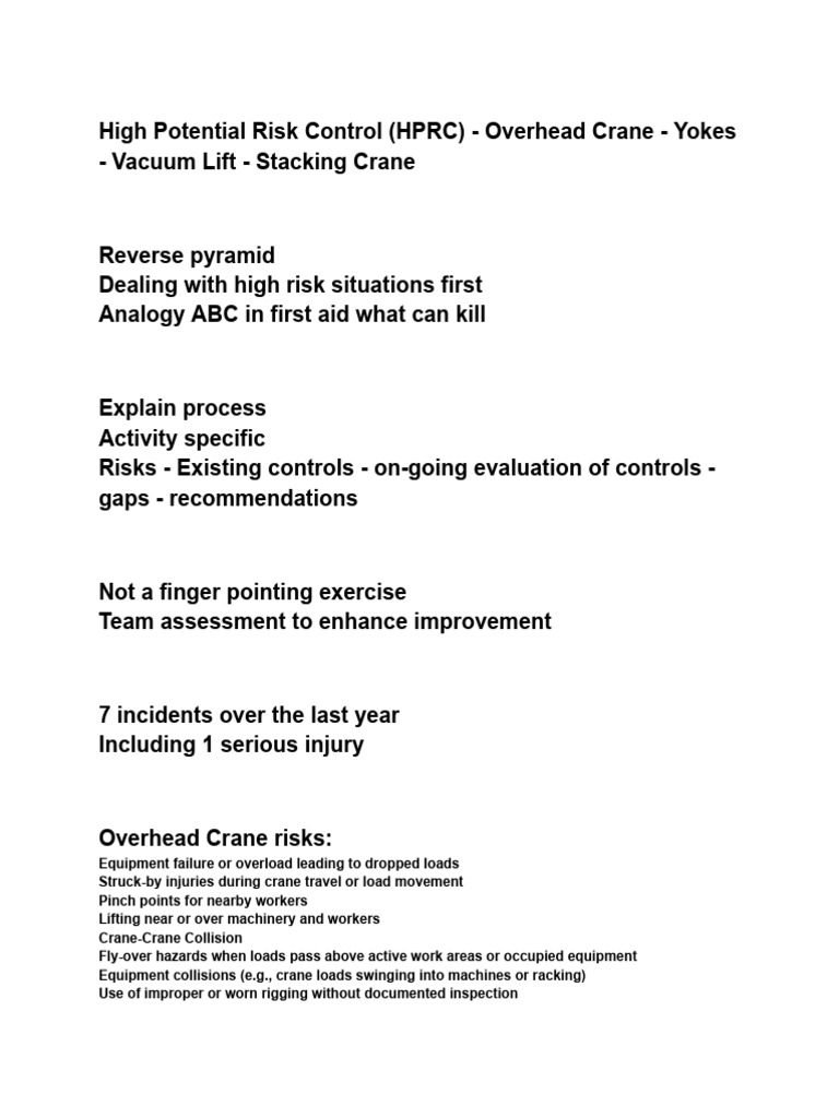 High Potential Risk Control (HPRC) | PDF