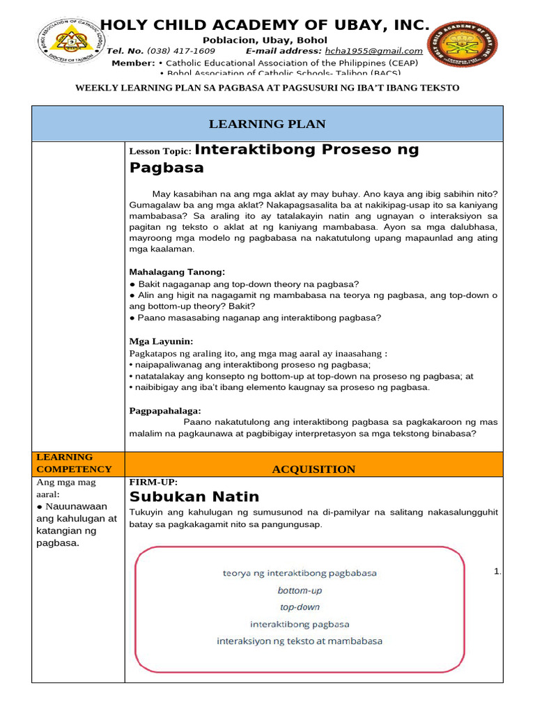 Pagbasa at Pagsusuri - LP-2 | PDF