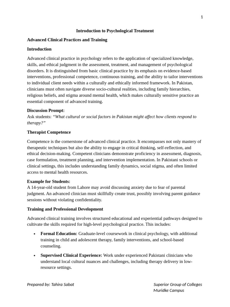 Introduction To Psychological Treatment | PDF | Psychotherapy ...