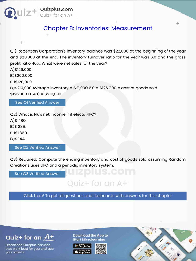 Robertson Corporations Inventory Balance Was 22000 at The Beginning of ...