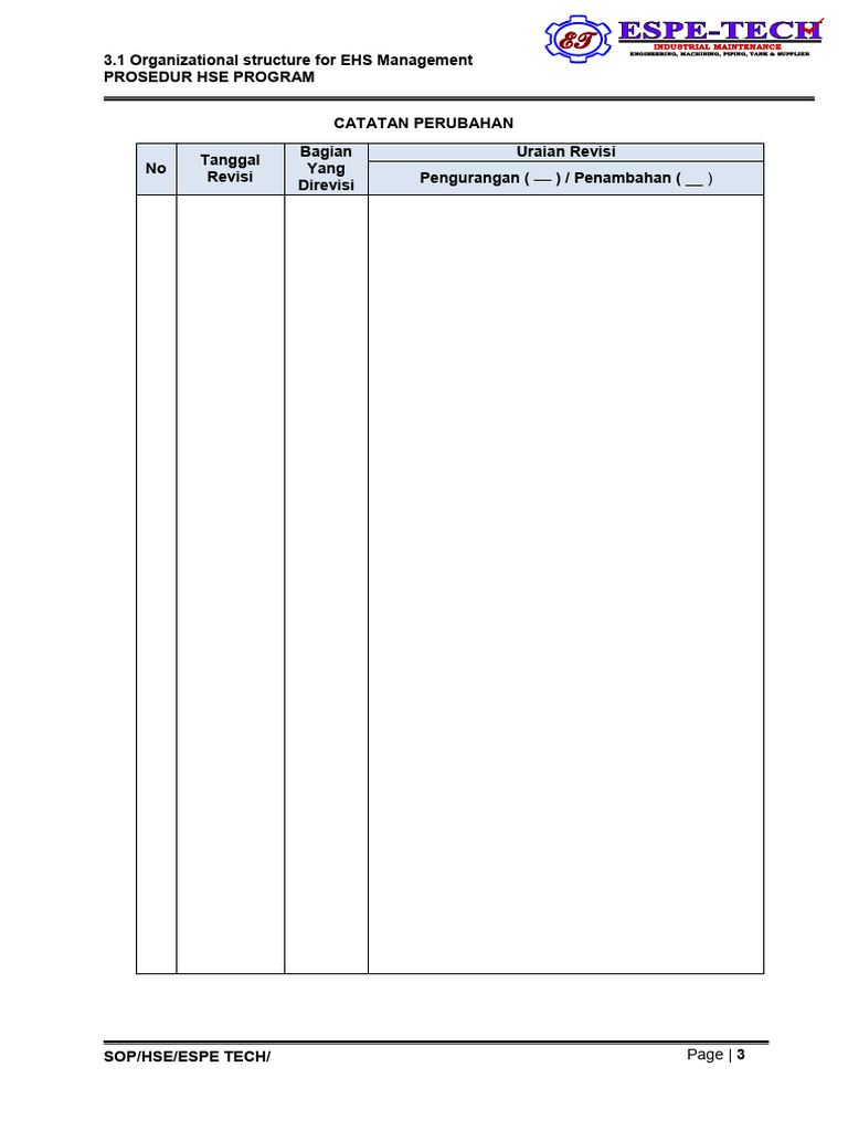 Ehs Organizational Structure | PDF